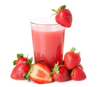 Beyaz zemin üzerine lezzetli çilek güler yüzlü camla