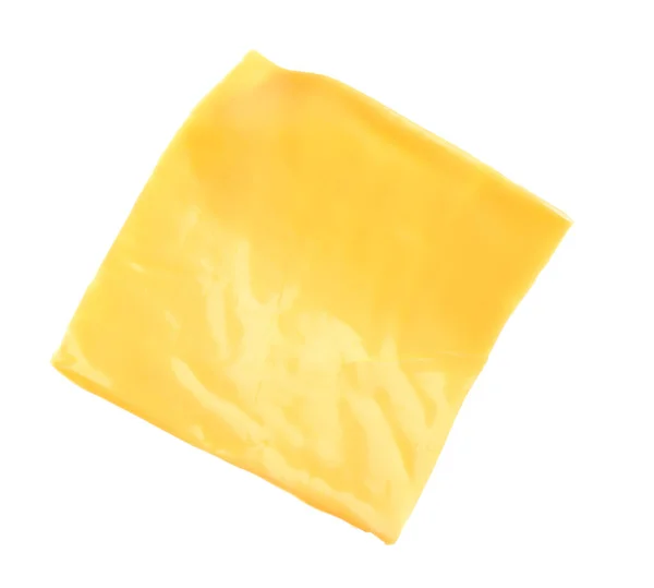 Slice Tasty Processed Cheese Isolated White Background — Stock Photo, Image