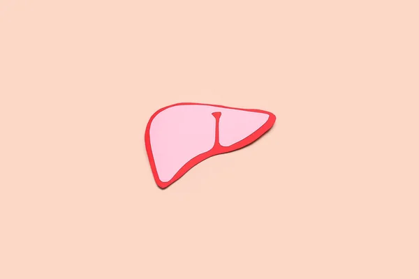 Pink Paper Liver Beige Background — Stock Photo, Image