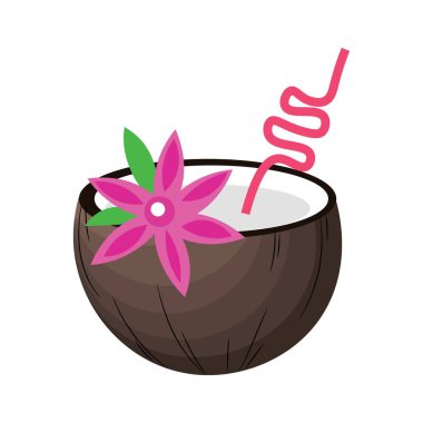 Beyaz arka planda hindistan cevizli taze plaj kokteyli.