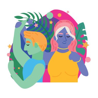 Beyaz arka planda renkli insanlar. LGBT kavramı