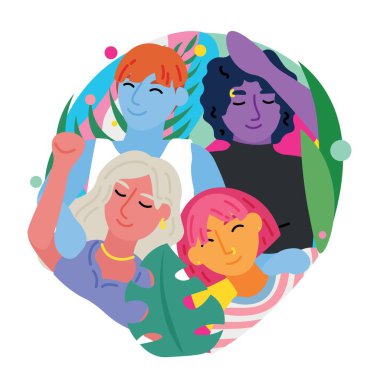Beyaz arka planda renkli insanlar. LGBT kavramı