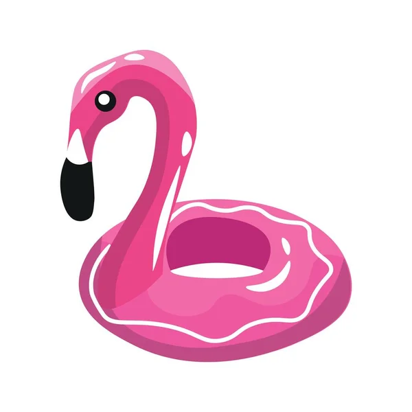 Aufblasbarer Ring Form Eines Flamingos Auf Weißem Hintergrund — Stockvektor