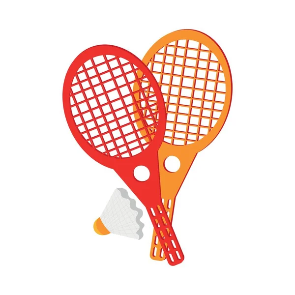 Badminton Racket Shuttlecock White Background — Stock Vector