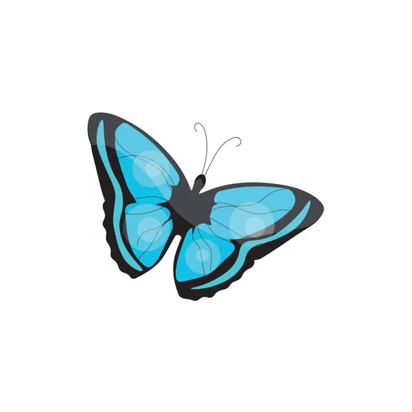 Beau Papillon Bleu Sur Fond Blanc — Image vectorielle