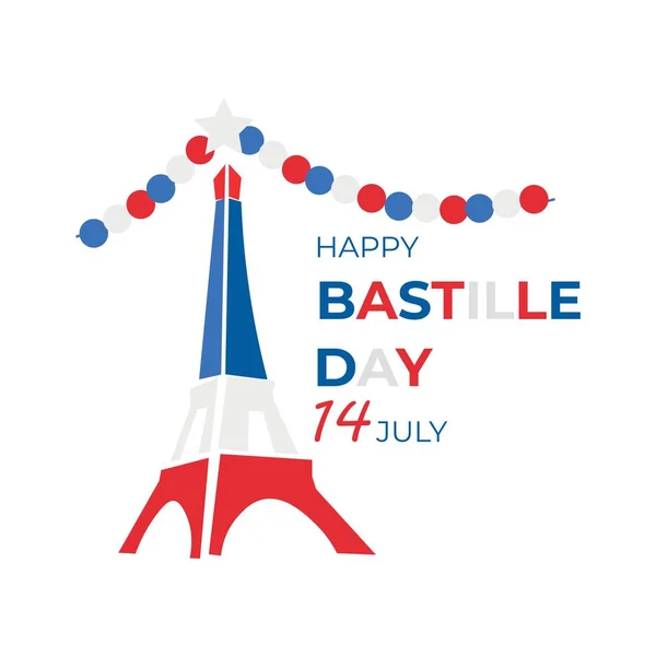 Вітальна Листівка День Бастилії Ейфелевою Вежею — стоковий вектор
