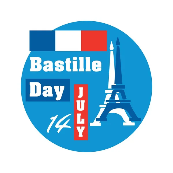 stock vector Greeting card for Bastille Day with Eiffel tower