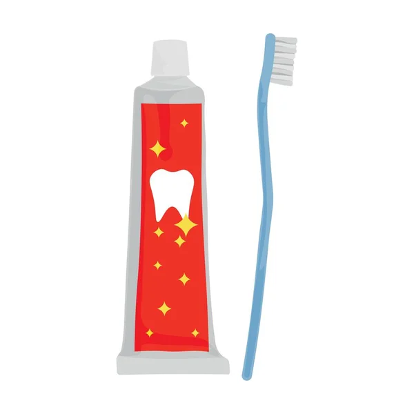 歯ブラシと白の背景にペースト — ストックベクタ