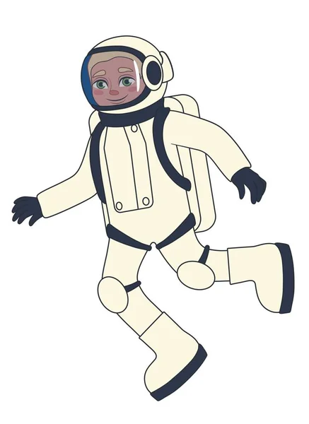Astronot Dalam Pakaian Ruang Angkasa Pada Latar Belakang Putih - Stok Vektor
