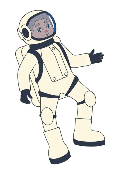 Astronauta Tuta Spaziale Sfondo Bianco — Vettoriale Stock