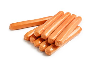 Beyaz arka planda lezzetli sosisler