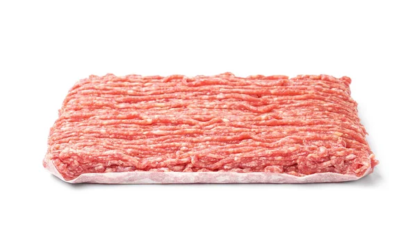 Frisches Hackfleisch Isoliert Auf Weißem Hintergrund — Stockfoto