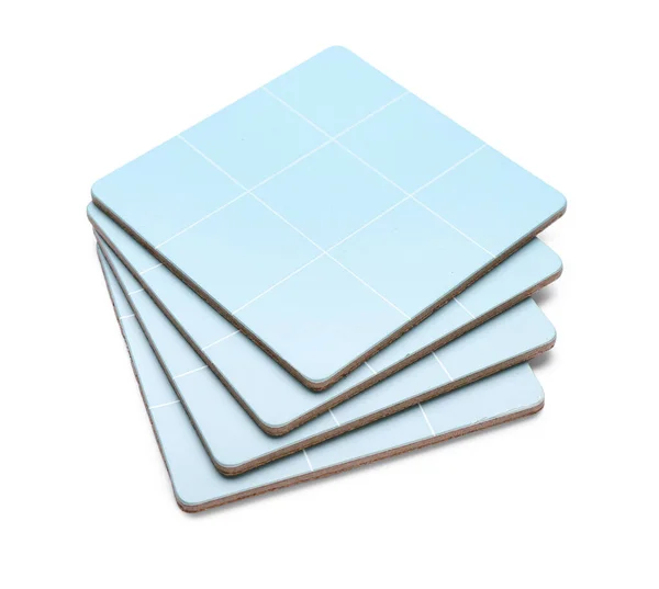 Blue Drink Coasters Isolated White Background — Stock Photo, Image