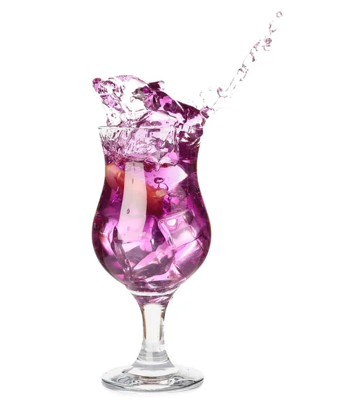 Purple Gin Tonic Splashes White Background — Stock Photo, Image