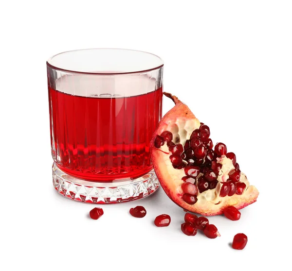 Glass Fresh Pomegranate Juice White Background — Stock Photo, Image