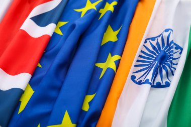 Hindistan, İngiltere ve Avrupa Birliği bayrakları