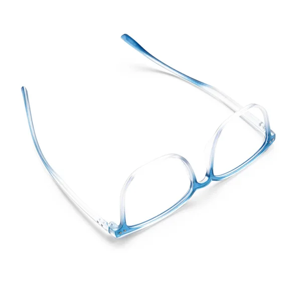 Νέα Μπλε Γυαλιά Λευκό Φόντο — Φωτογραφία Αρχείου