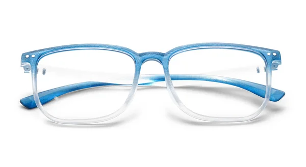 Nouvelles Lunettes Bleues Sur Fond Blanc — Photo