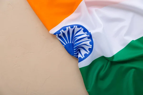 Flaga Narodowa Indii Beżowym Tle — Zdjęcie stockowe