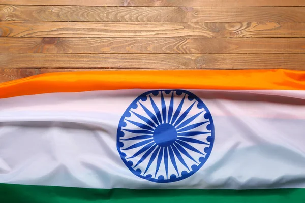 Hindistan Ulusal Bayrak Ahşap Arka Plan Üzerinde — Stok fotoğraf