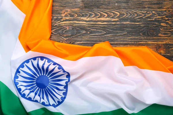 Nationale Vlag Van India Houten Achtergrond — Stockfoto