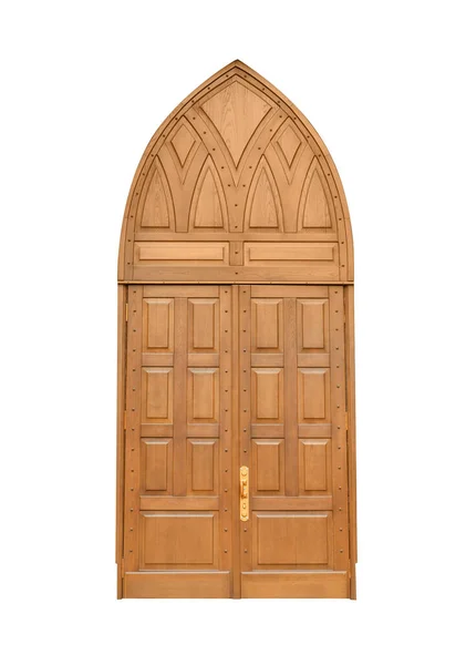 白い背景に美しい木製のドア — ストック写真