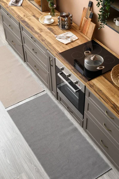 Stylish Rug Floor Modern Kitchen — Stock Photo, Image