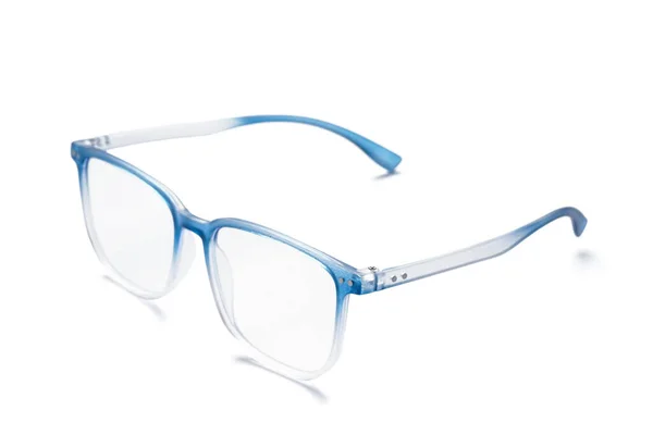 Nové Modré Brýle Bílém Pozadí — Stock fotografie