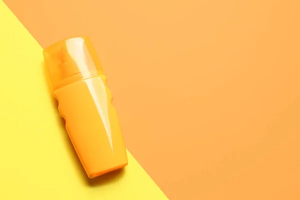 Bottle Sunscreen Cream Color Background — Stock Photo, Image