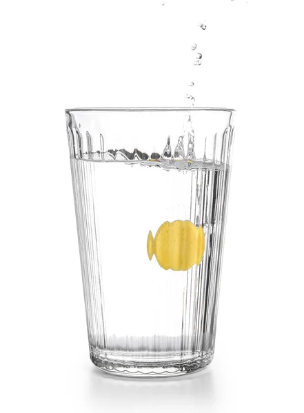 Glas Med Löslig Tablett Isolerad Vit Bakgrund — Stockfoto