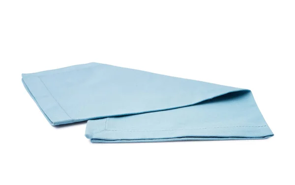 Blue Folded Napkin Isolated White Background — Stock Photo, Image