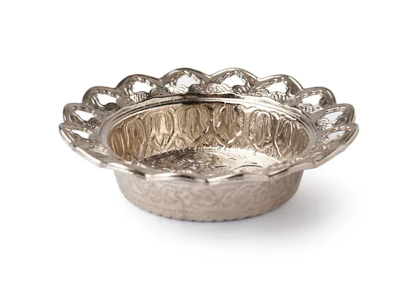 Vintage Silver Dish Isolated White Background — Stock Photo, Image