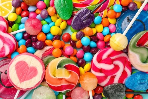 Sweet Lollipops Candies Background Closeup — Stock Photo, Image