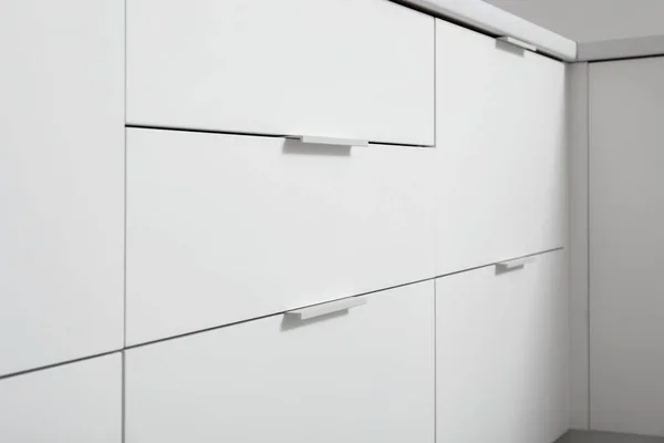 Weiße Schubladen Der Modernen Küche Nahaufnahme — Stockfoto