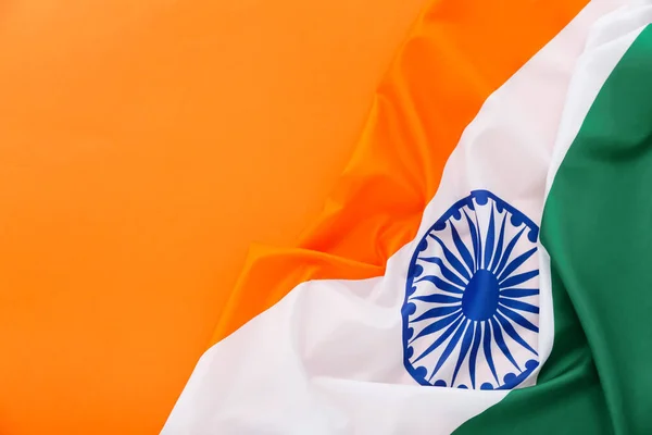 Flaga Narodowa Indii Pomarańczowym Tle — Zdjęcie stockowe