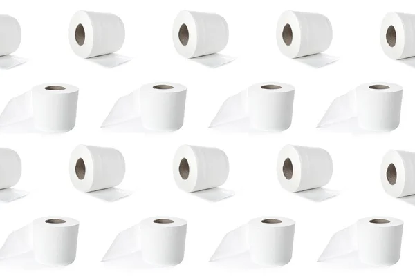 Багато Туалетних Паперових Рулонів Білому Тлі Візерунок Дизайну — стокове фото