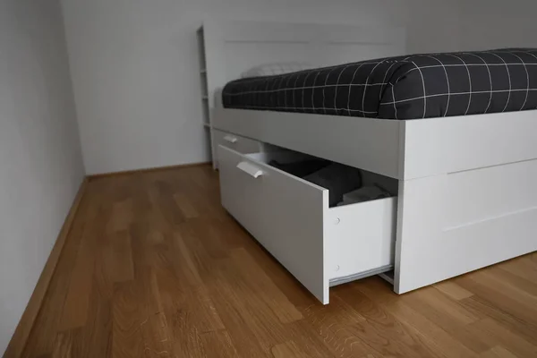 Modern Bed Met Open Lade Kamer — Stockfoto