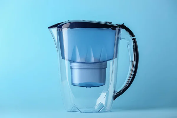 Water Filter Jug Blue Background — Stock Photo, Image