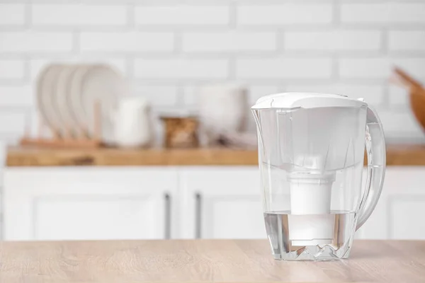 Water Filter Jug Table Modern Kitchen — Stock Photo, Image