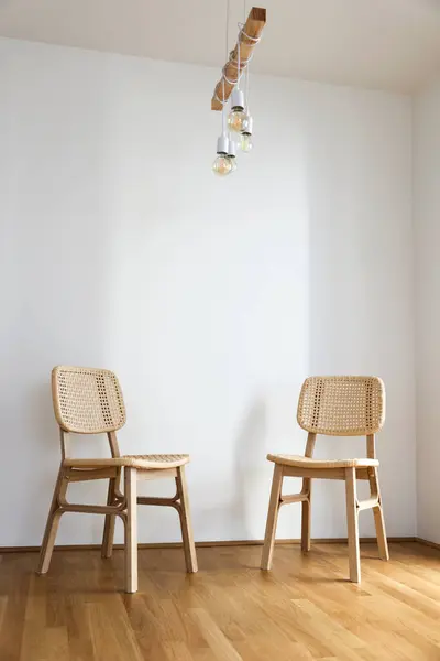 Wicker Chairs Light Wall — Stock Photo, Image