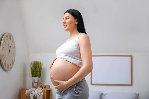 Young Pregnant Woman Bedroom — Stock Photo, Image