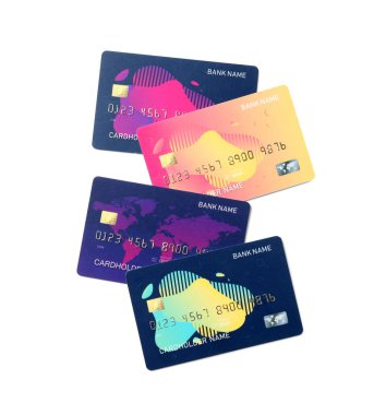 Beyaz arkaplanda kredi kartları