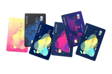 Beyaz arkaplanda kredi kartları