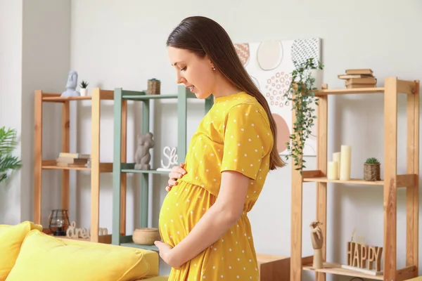 Young Pregnant Woman Home — Stock Photo, Image