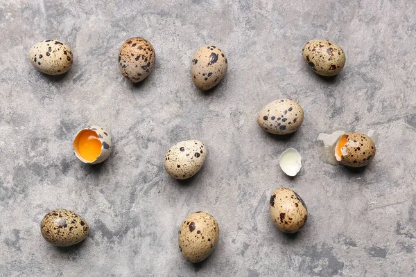 stock image Fresh quail eggs on grunge background