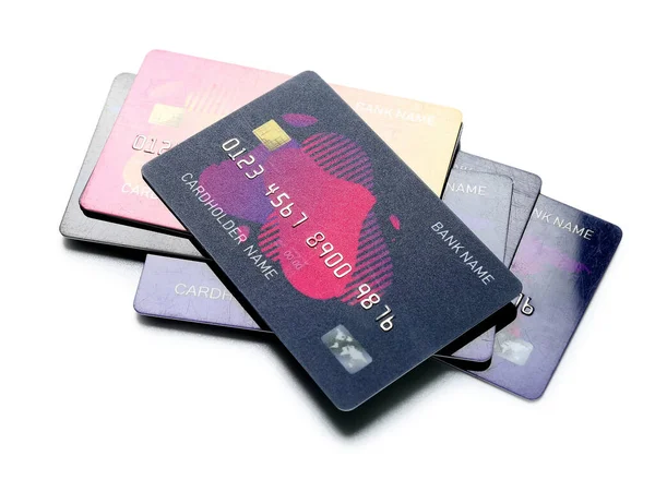 Kredietkaarten Witte Achtergrond — Stockfoto