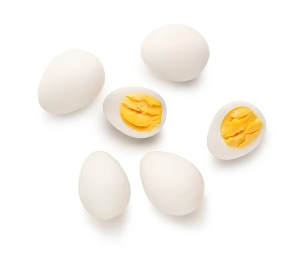 Huevos Codorniz Cocidos Sobre Fondo Blanco —  Fotos de Stock