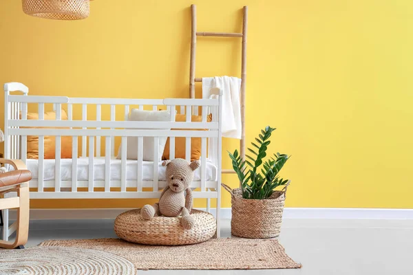 Interior Stylish Bedroom Baby Crib Ladder — Stock Photo, Image