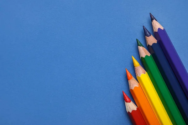 Colorful Pencils Blue Background Lgbt Concept — Stock Photo, Image