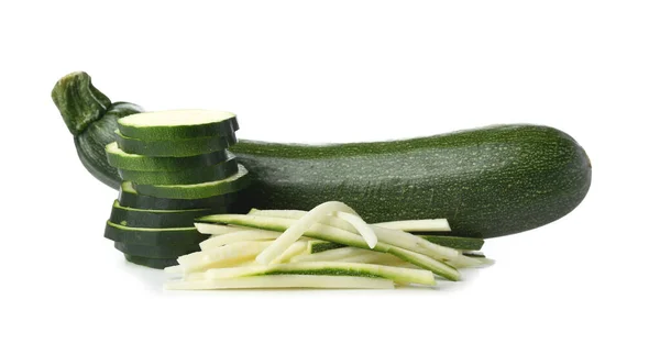 Slices Fresh Green Zucchini White Background — Stock Photo, Image